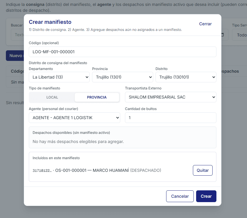 Generación de Manifiestos